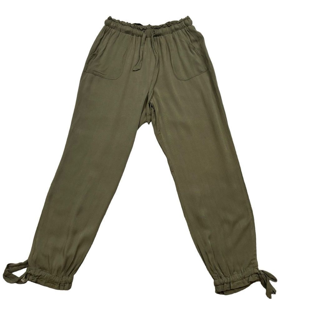 Ladies Lulu’s Brand Olive Green Cinch Tie Hem Pull‎ On Pants Size Small